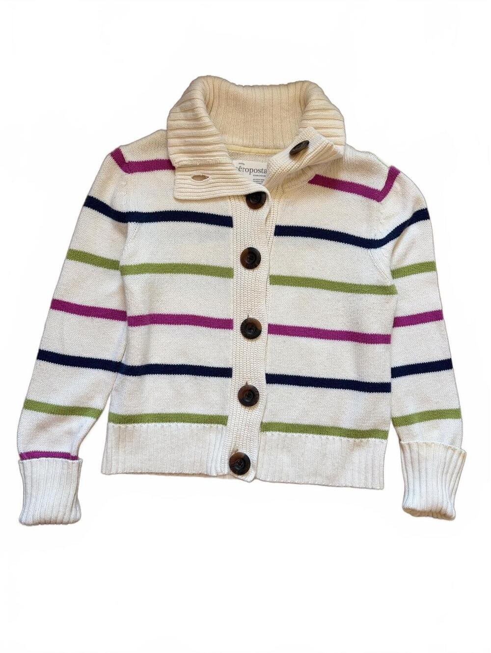 Aéropostale Cardigan Sweater Womens L Striped Shawl Collar Button Front